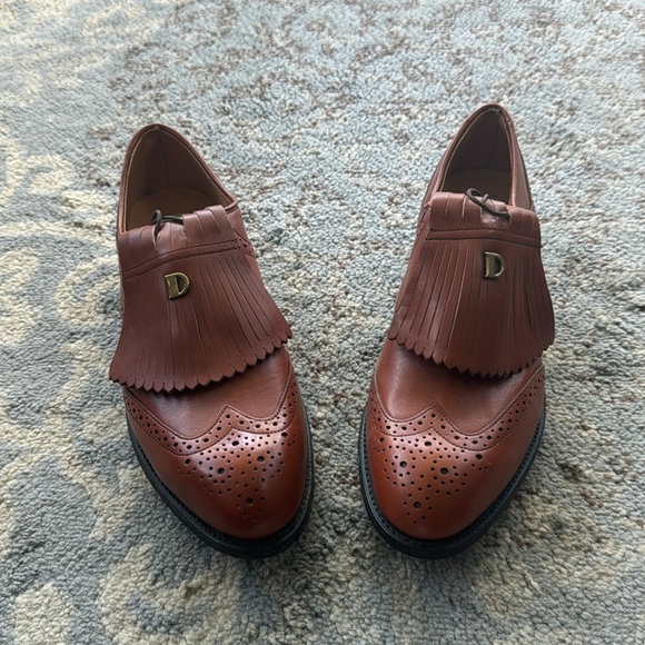 Vintage Dexter Men’s Golf Shoes Spikes Kiltie Leather Brown 8.5 - Picture 2 of 12